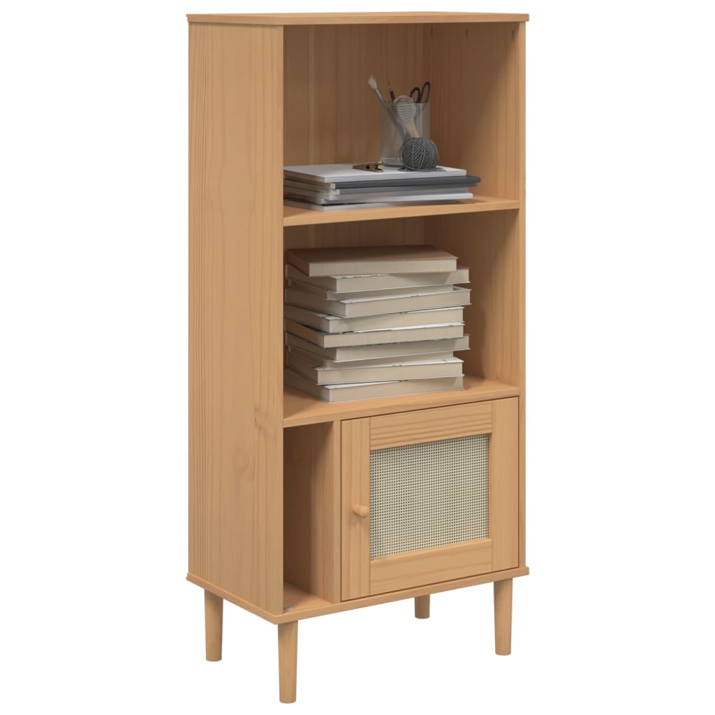 Boekenkast Senja Rattan-Look 60X35X130 Cm Grenenhout Bruin