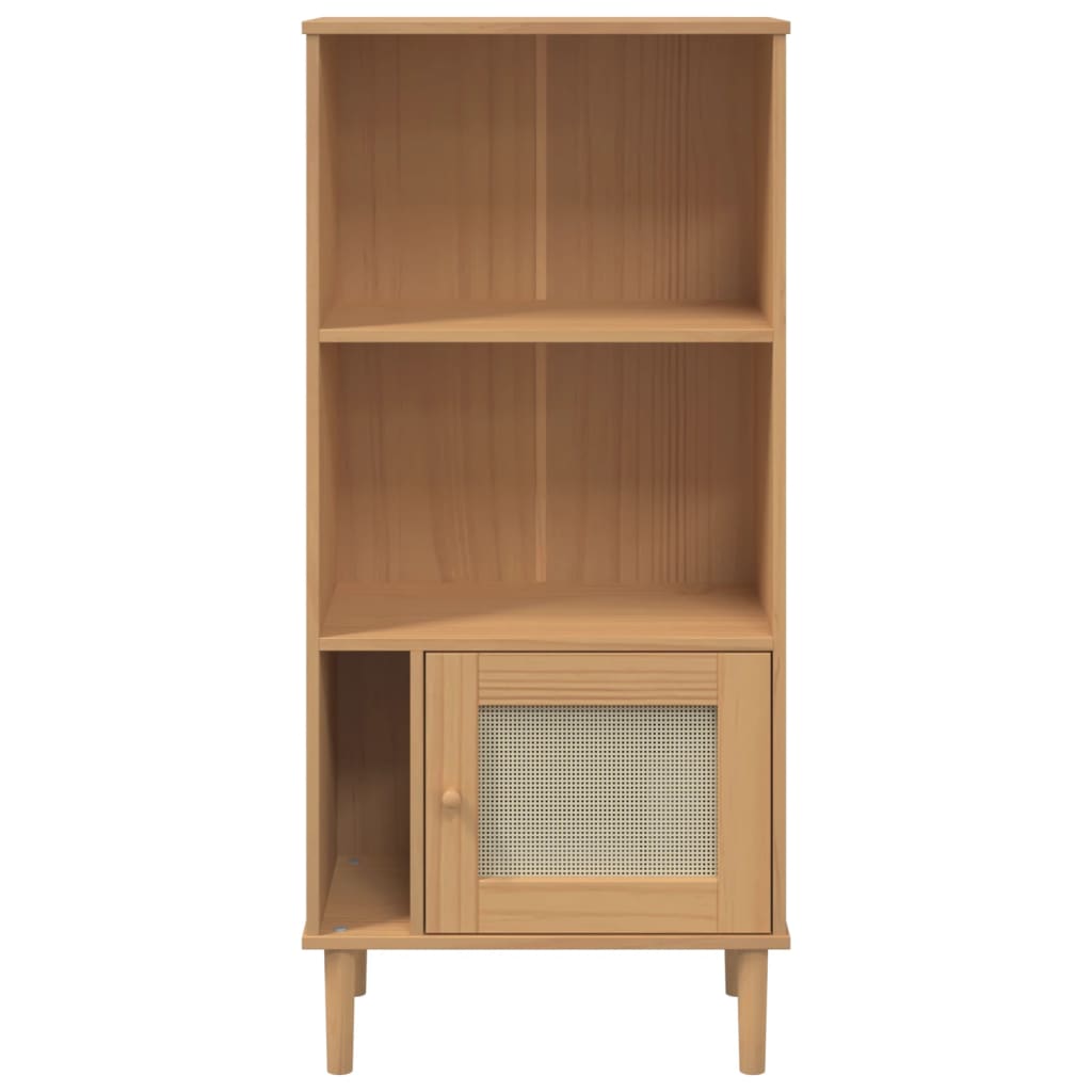 Boekenkast Senja Rattan-Look 60X35X130 Cm Grenenhout Bruin