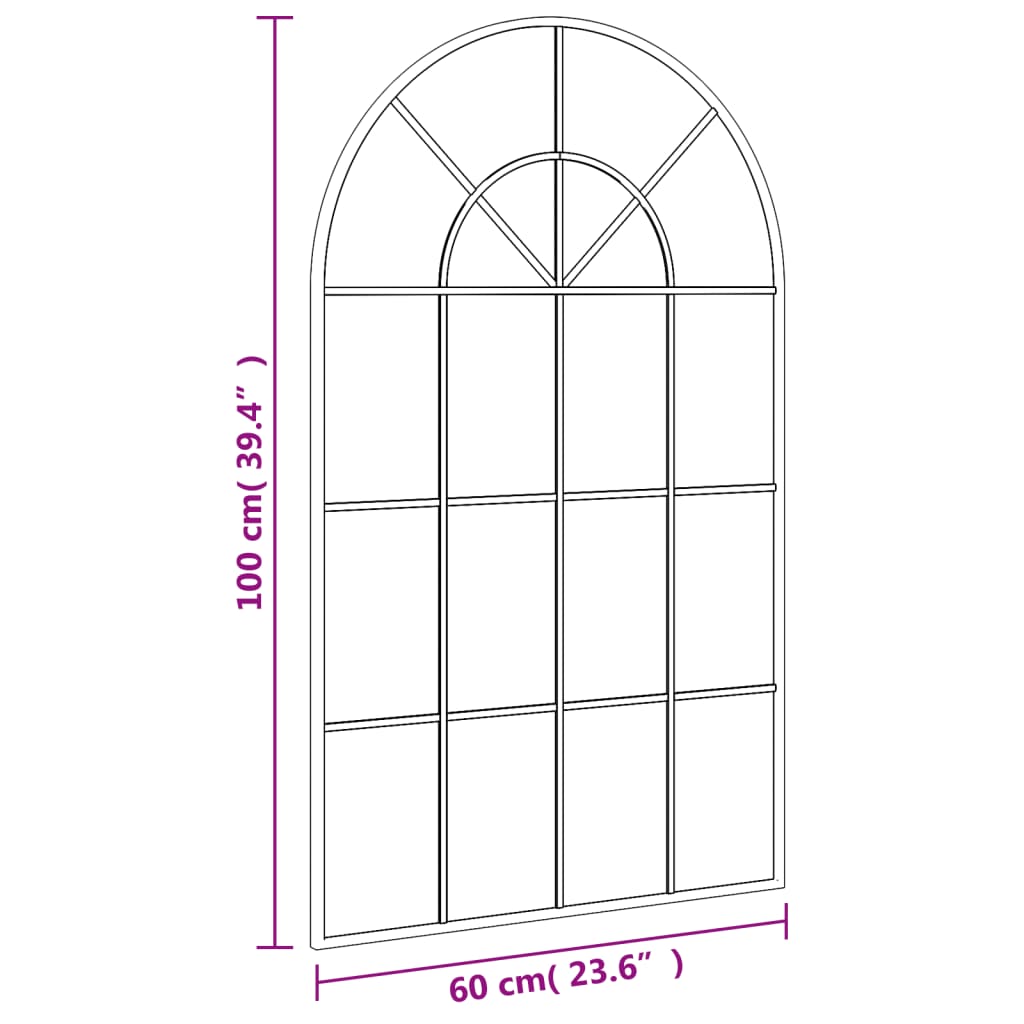 Wandspiegel boog 60x100 cm ijzer zwart