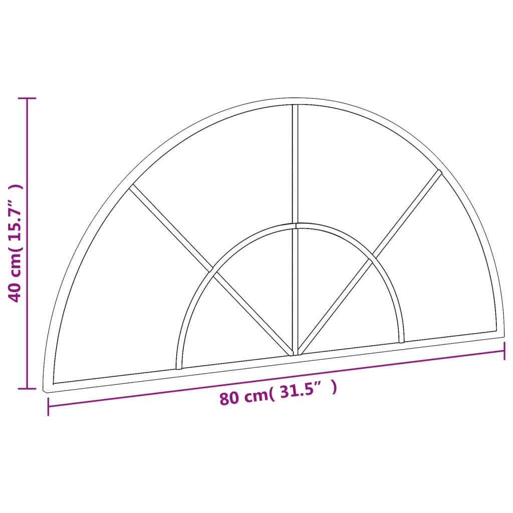 Wandspiegel Boog 80X40 Cm Ijzer Zwart 1 80 x 40 cm