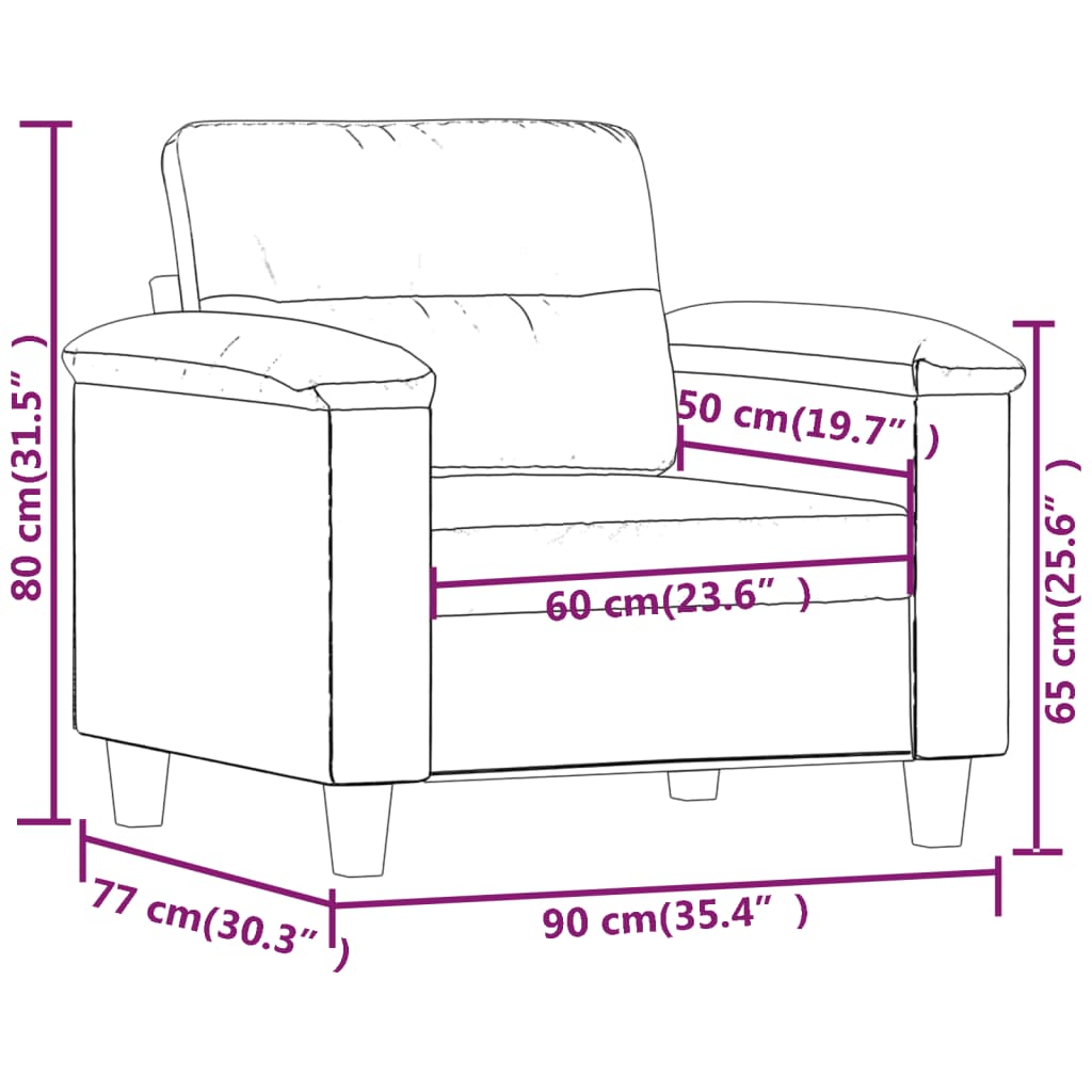 Fauteuil 60 cm microvezelstof beige