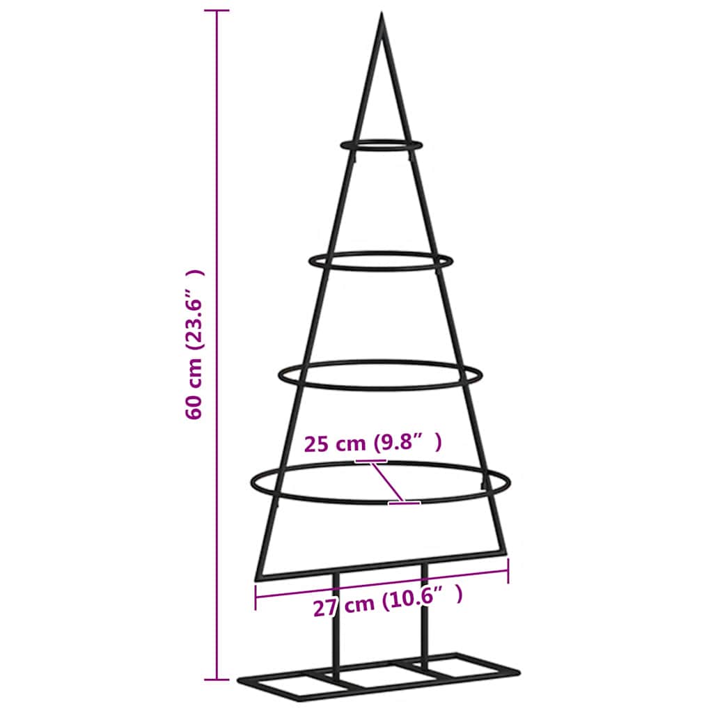 Kerstdecoratie kerstboom 60 cm metaal zwart