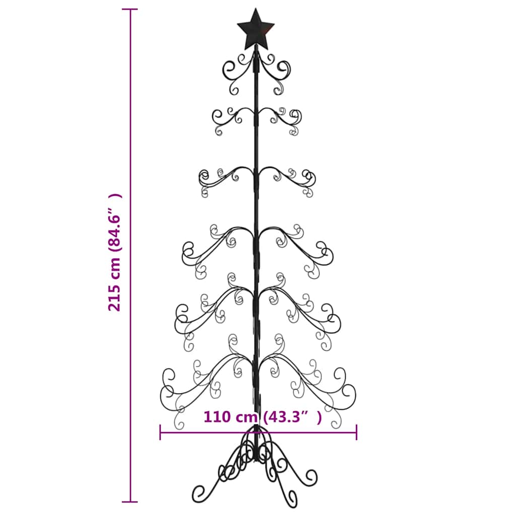 Kerstdecoratie kerstboom 215 cm metaal zwart
