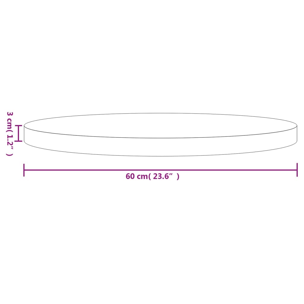 Tafelblad rond Ø60x3 cm massief grenenhout wit