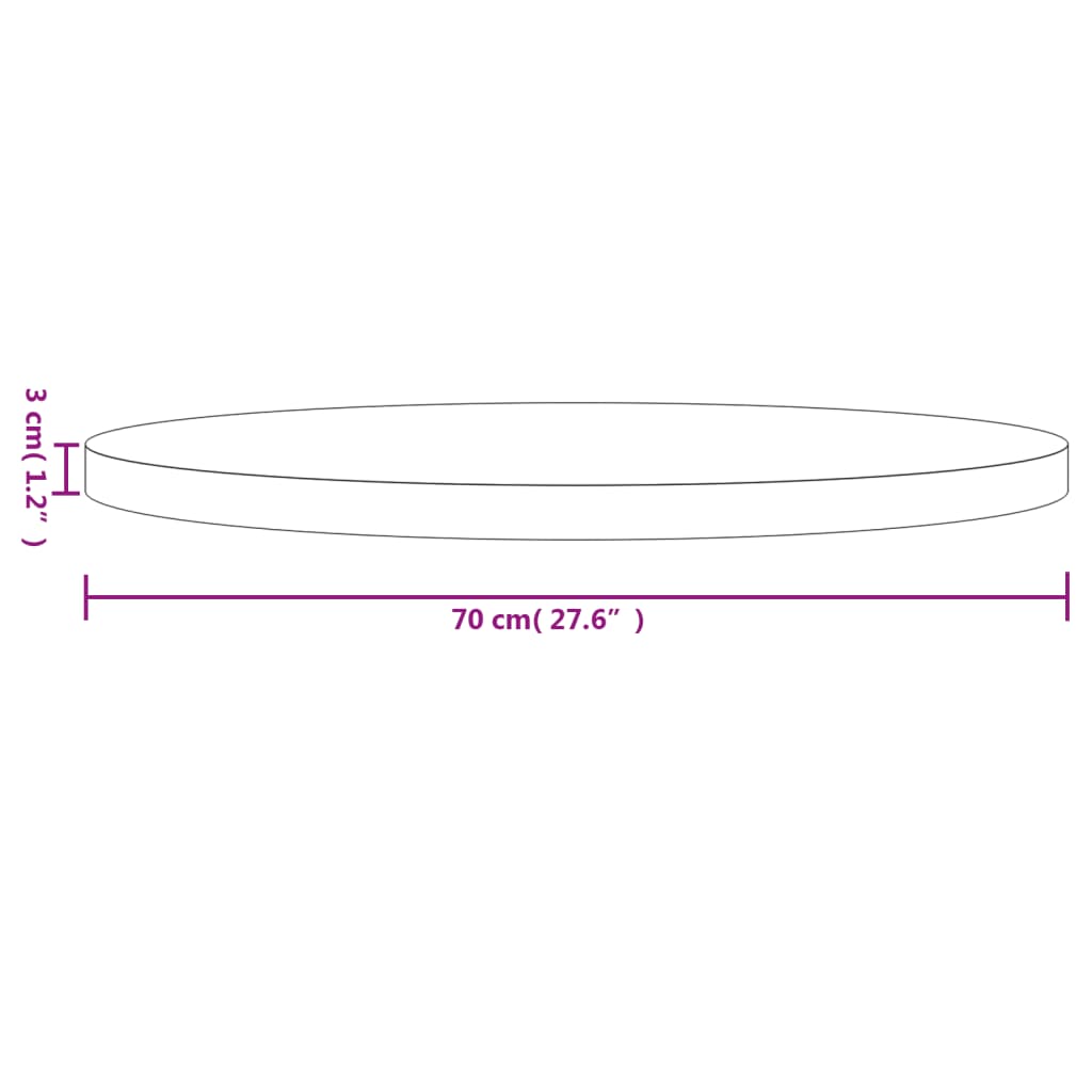 Tafelblad Rond Ø Massief Grenenhout 70 x 3 cm Naturel