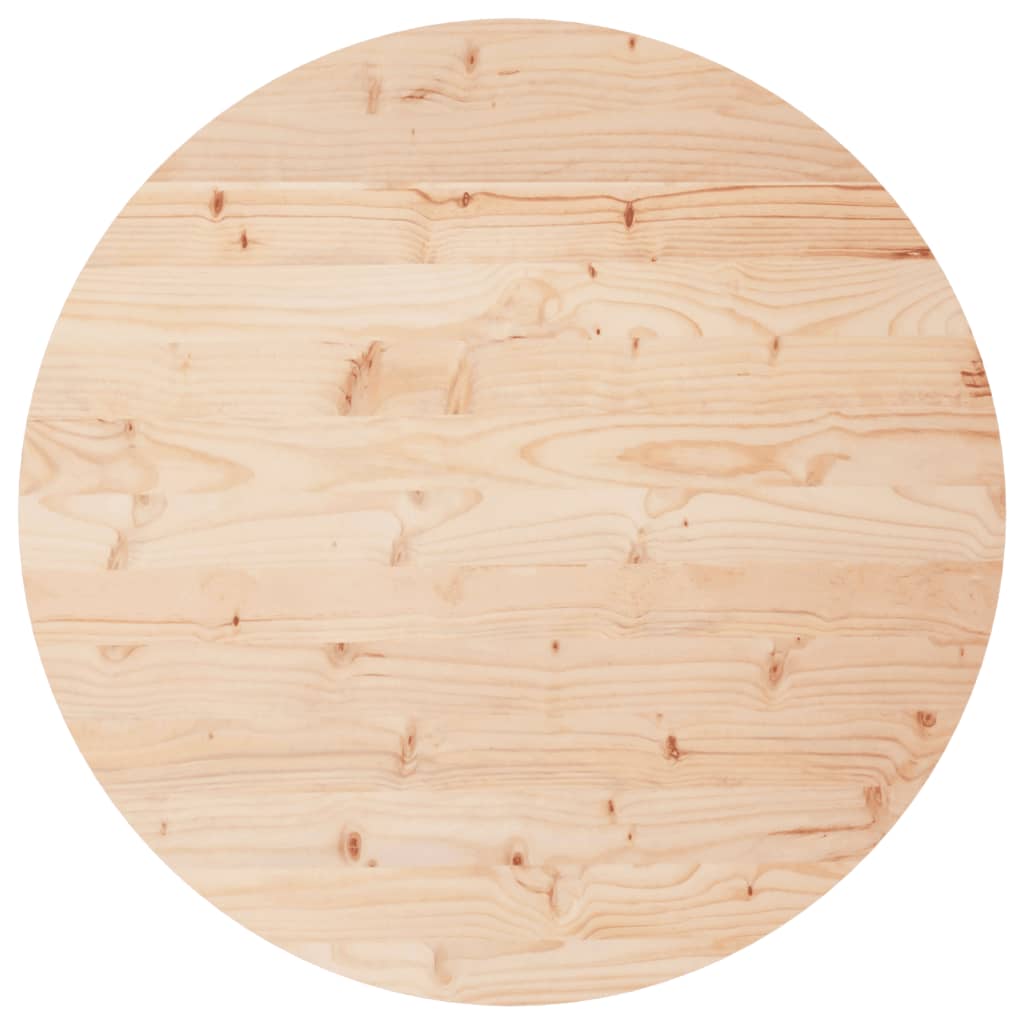 Tafelblad Rond Ø Massief Grenenhout 80 x 3 cm Naturel