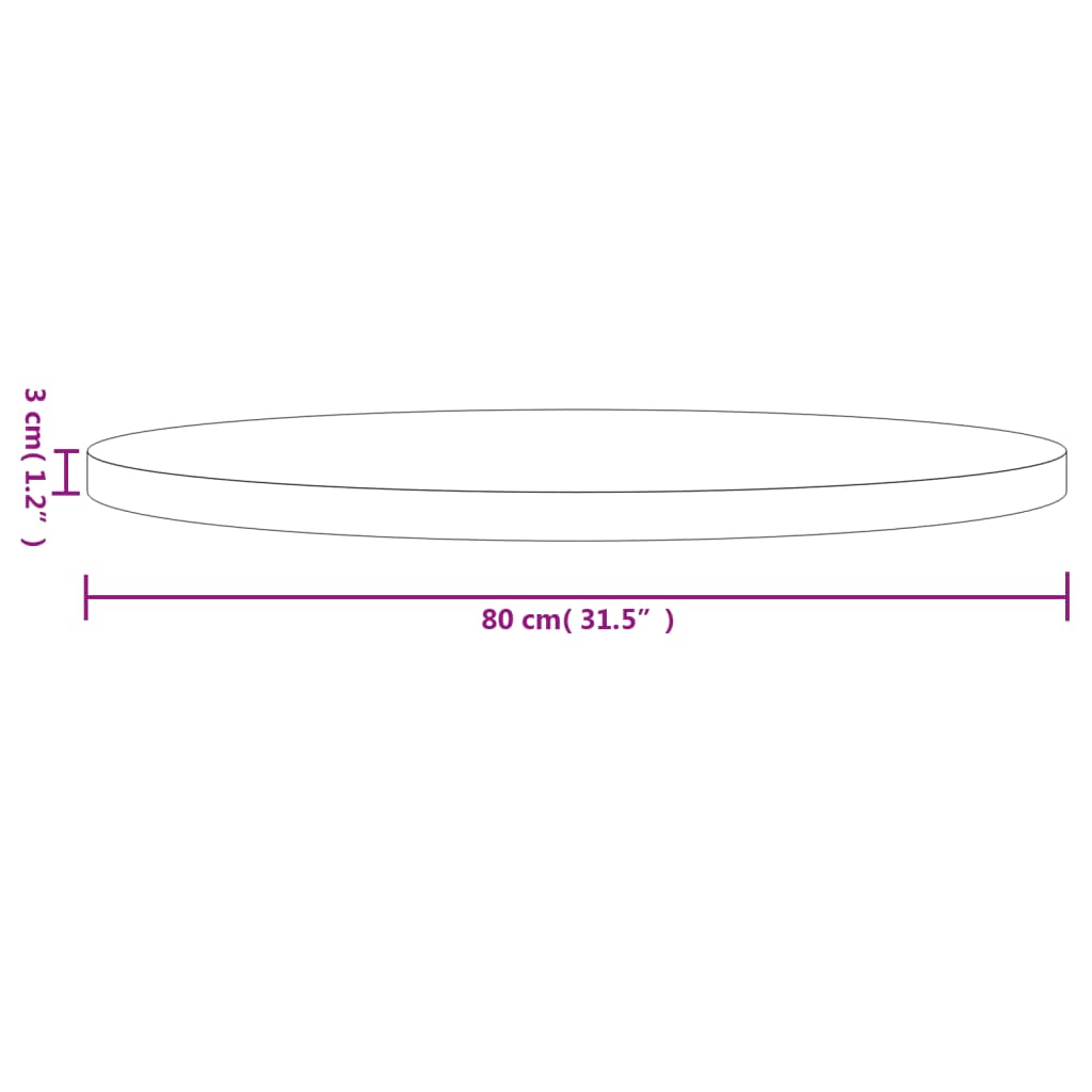 Tafelblad Rond Ø Massief Grenenhout 80 x 3 cm Naturel