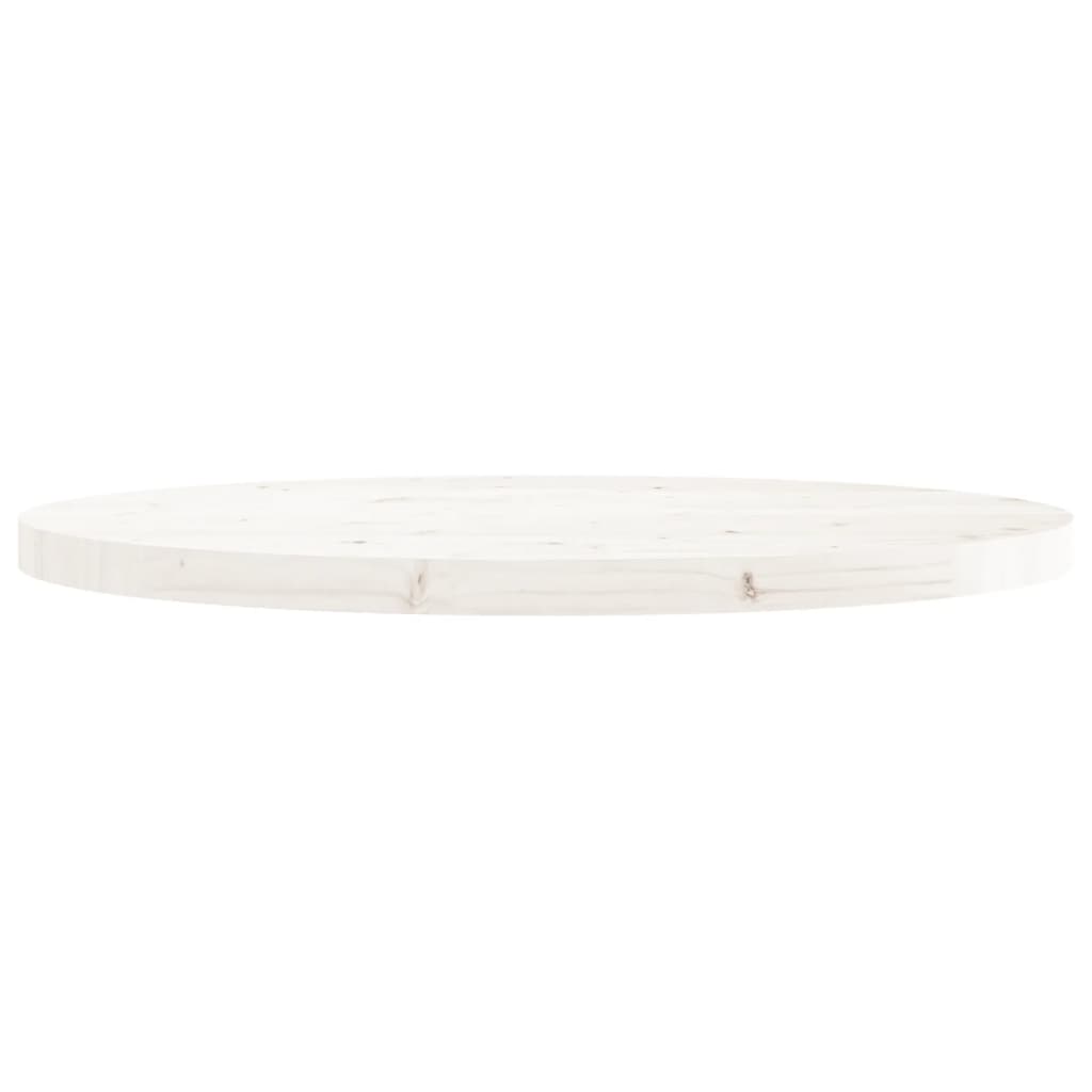 Tafelblad Rond Ø Massief Grenenhout 80 x 3 cm Wit