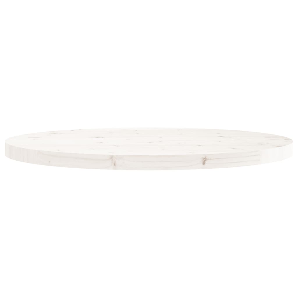 Tafelblad Rond Ø Massief Grenenhout 80 x 3 cm Wit