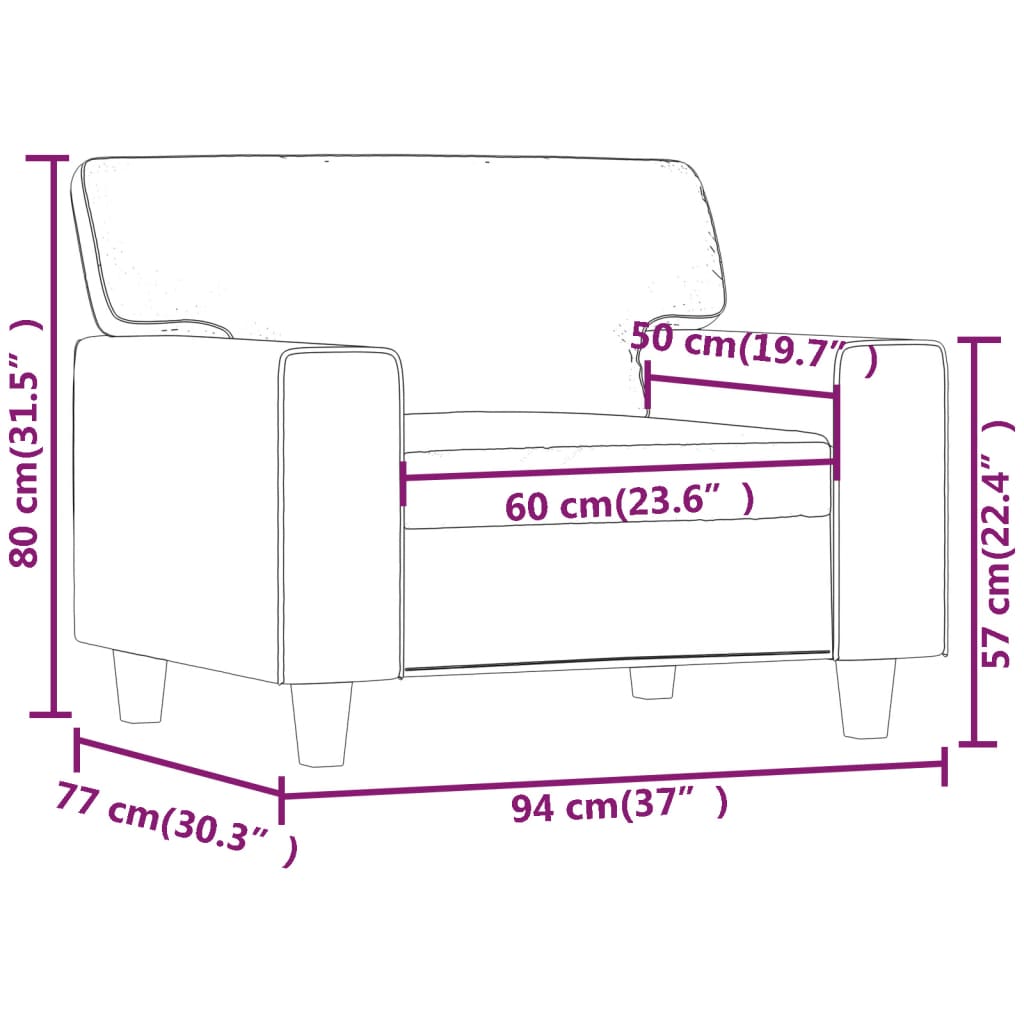 Fauteuil 60 cm kunstleer crèmekleurig