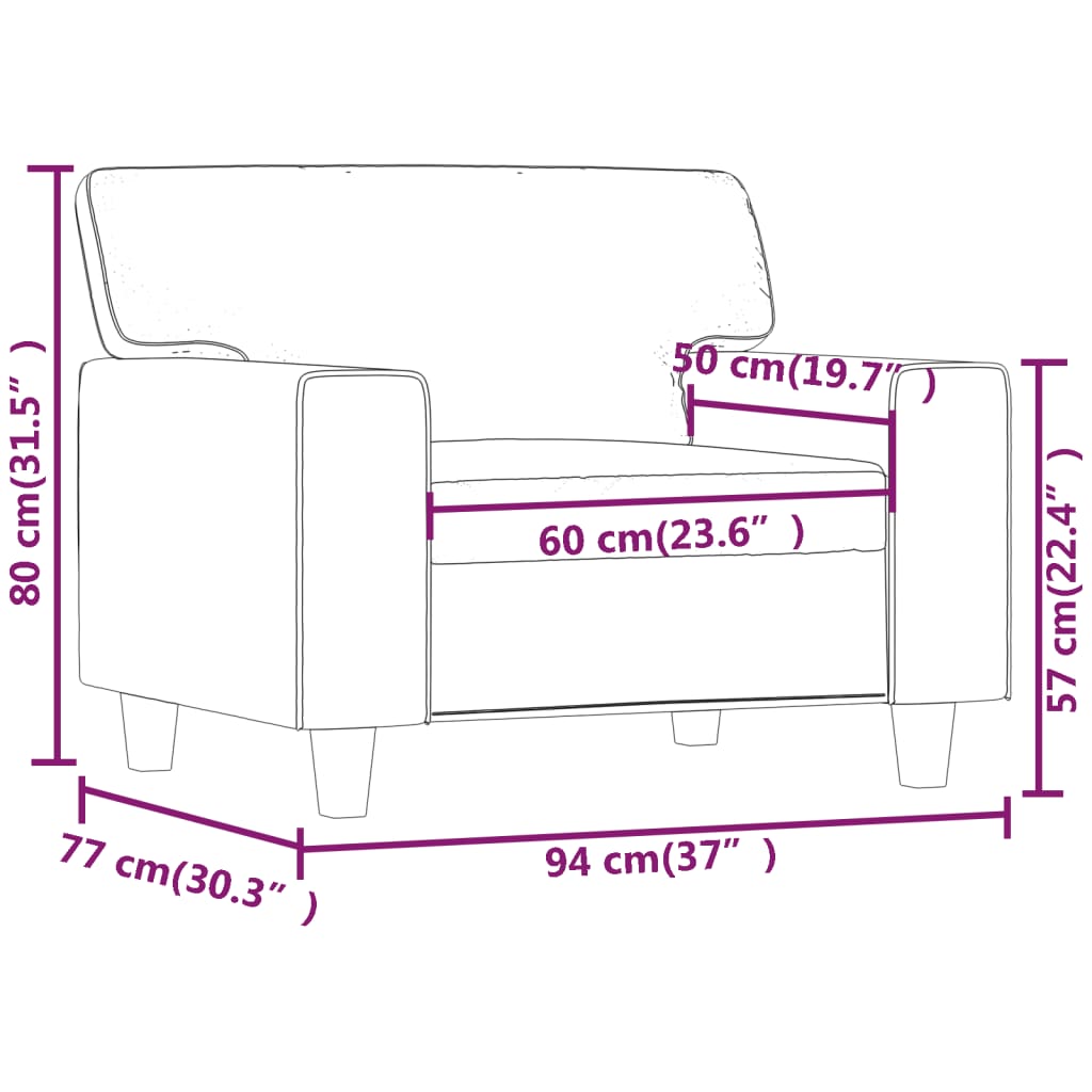 Fauteuil 60 cm kunstleer grijs