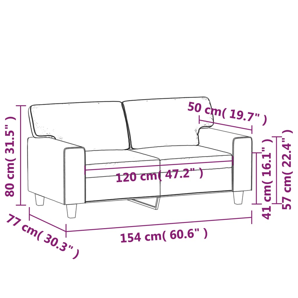 Tweezitsbank 120 cm kunstleer cappuccinokleurig