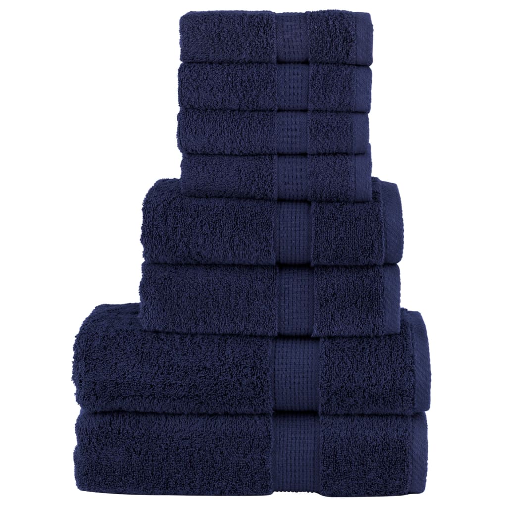 8-delige Handdoekenset 600 g/m² 100% katoen marineblauw