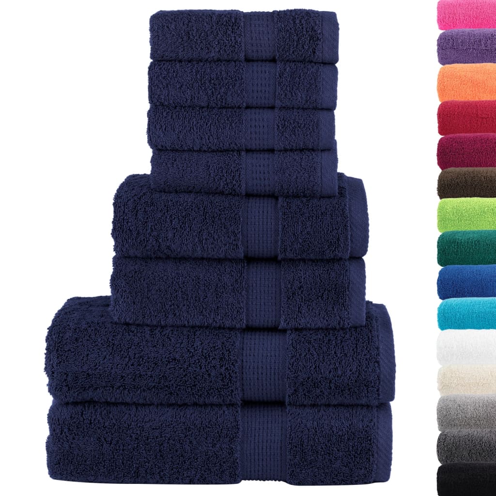 8-delige Handdoekenset 600 g/m² 100% katoen marineblauw