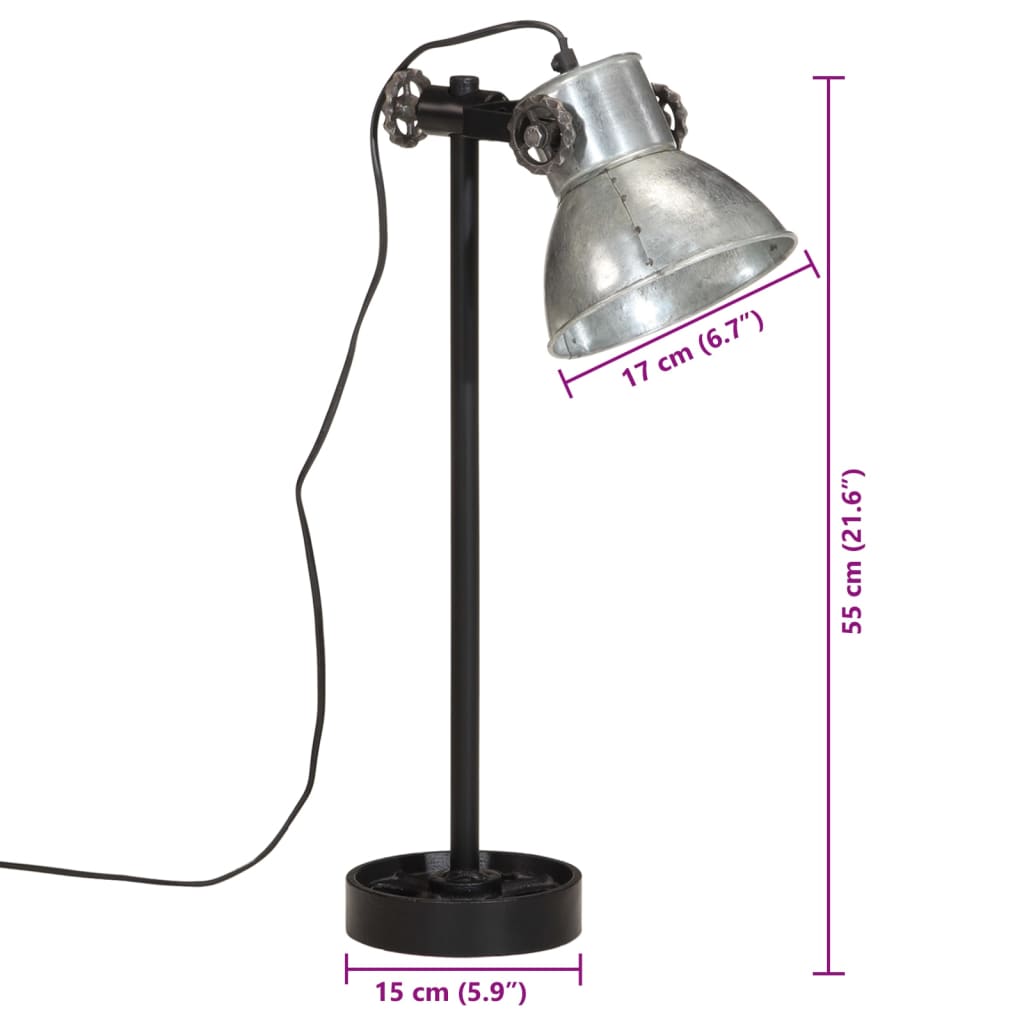 Bureaulamp 25 W E27 15x15x55 cm vintage zilverkleurig