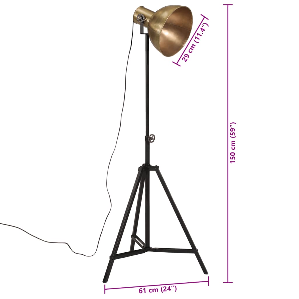 Vloerlamp 25 W E27 61x61x90/150 cm antiek messingkleurig