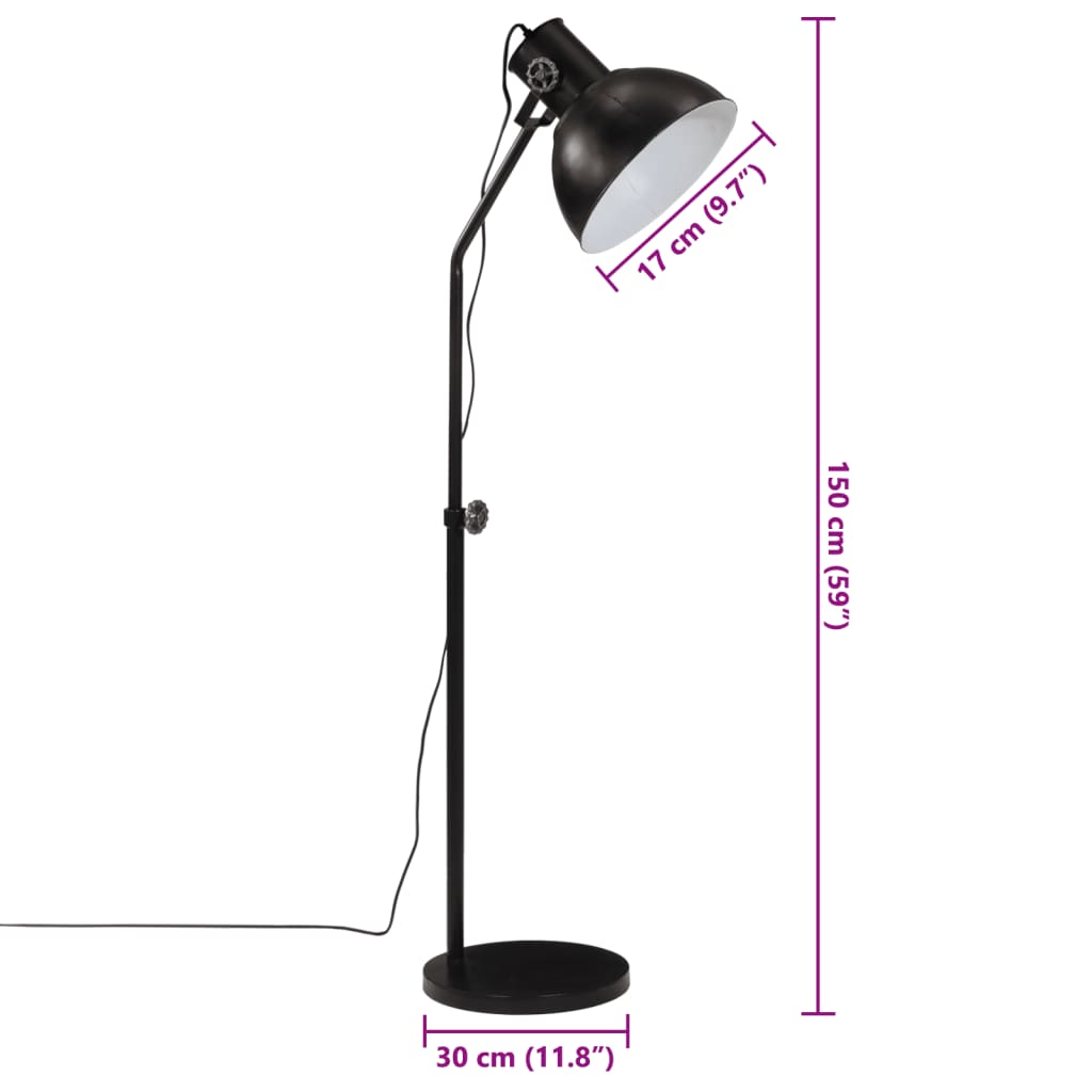 Vloerlamp 25 W E27 30x30x90-150 cm zwart