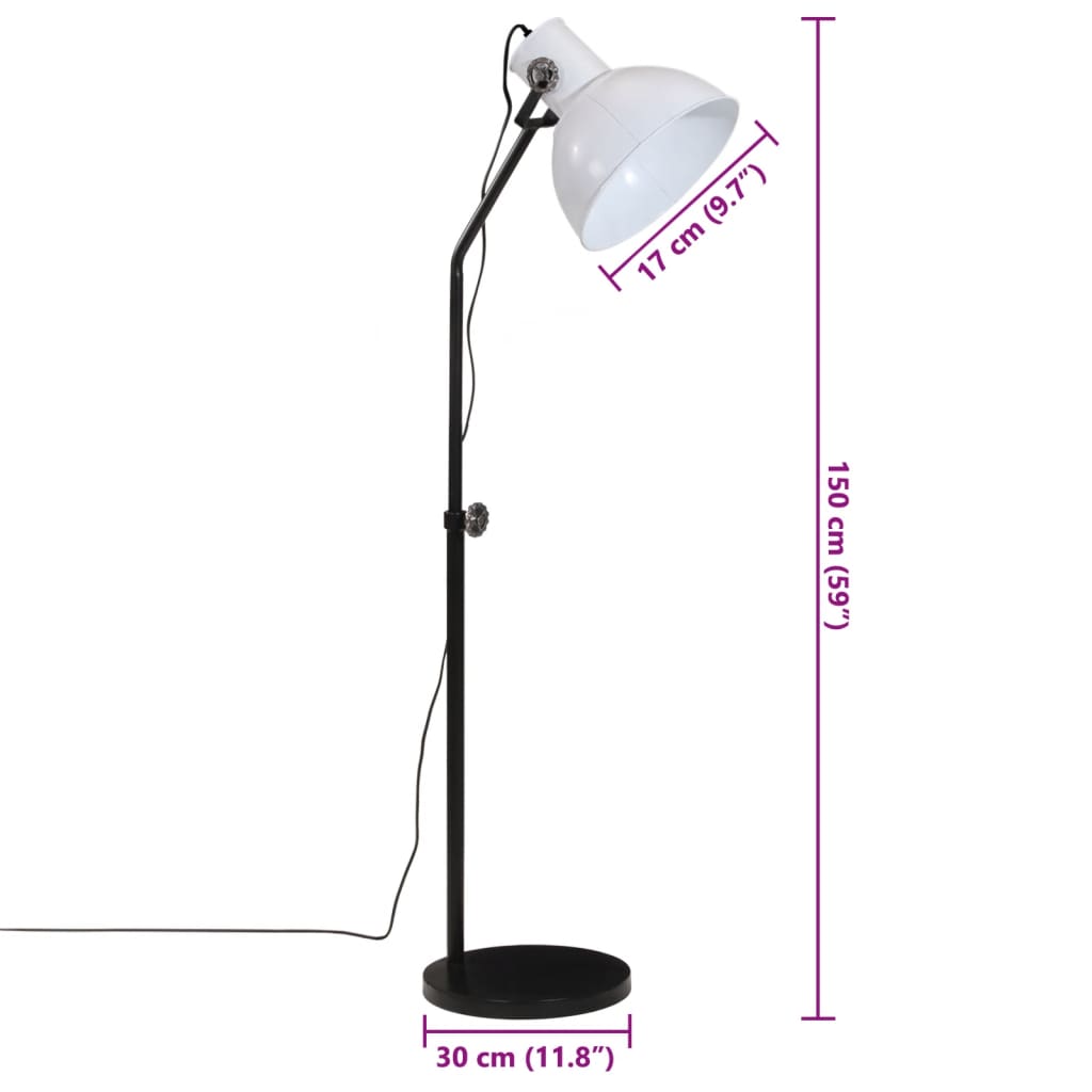 Vloerlamp 25 W E27 30x30x90-150 cm wit