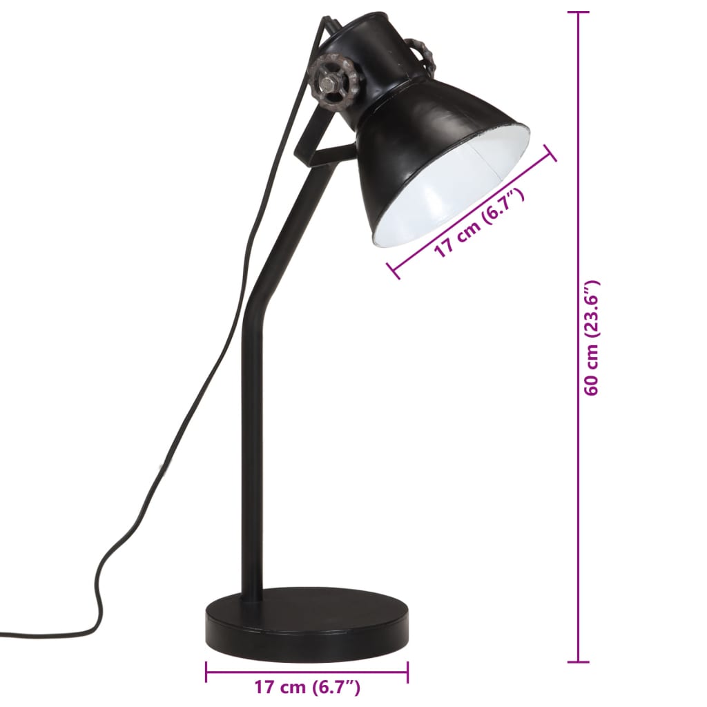 Bureaulamp 25 W E27 17x17x60 cm zwart