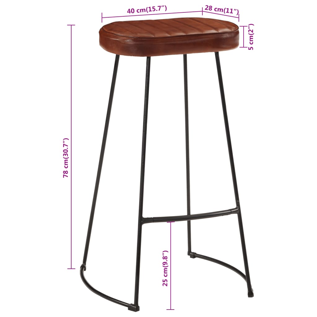 Barkrukken 2 st Gavin 44x37,5x78 cm donkerbruin