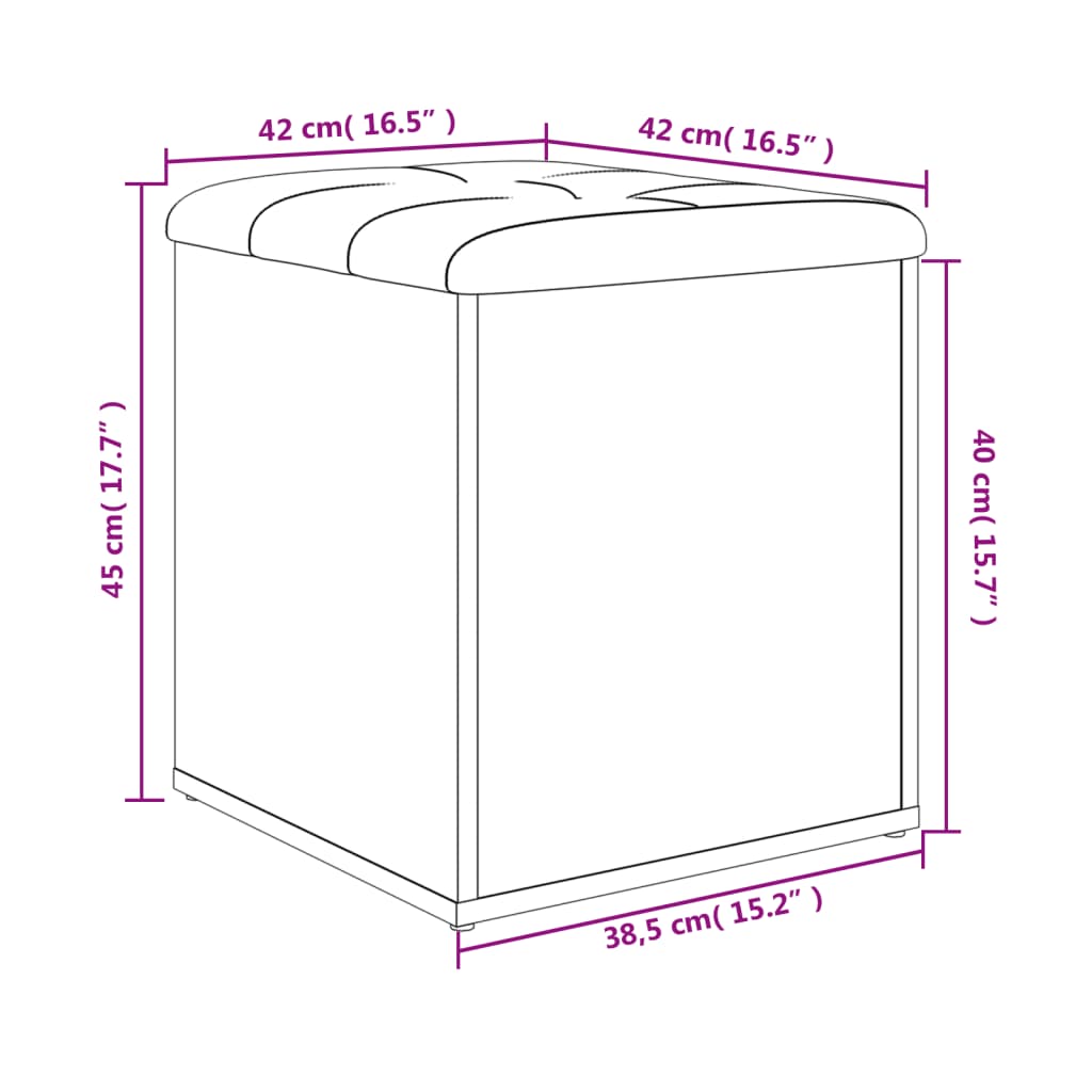 Opbergbank 42X42X45 Cm Bewerkt Hout Zwart 42 x 42 x 45 cm 1