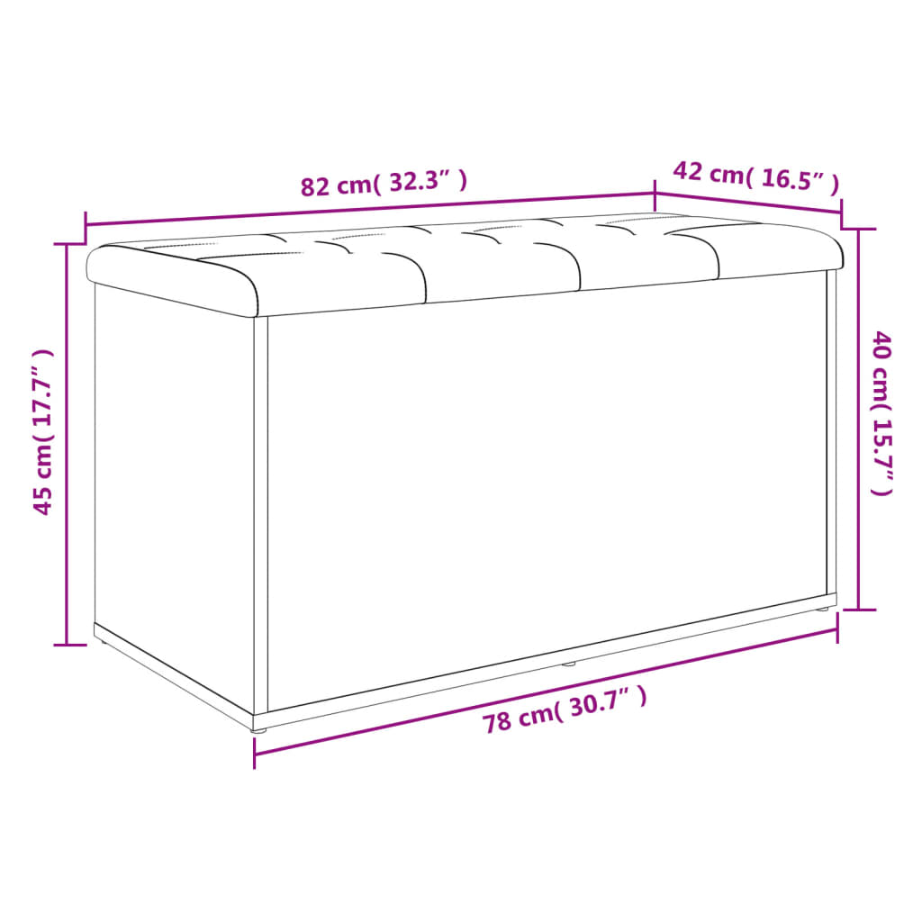 Opbergbankje 82X42X45 Cm Bewerkt Hout Zwart 82 x 42 x 45 cm 1