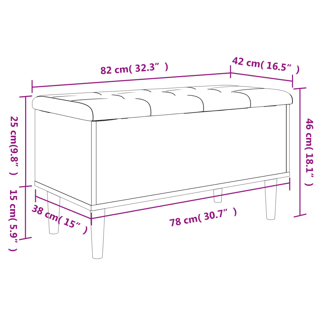 Opbergbankje 82X42X46 Cm Bewerkt Hout Zwart 82 x 42 x 46 cm