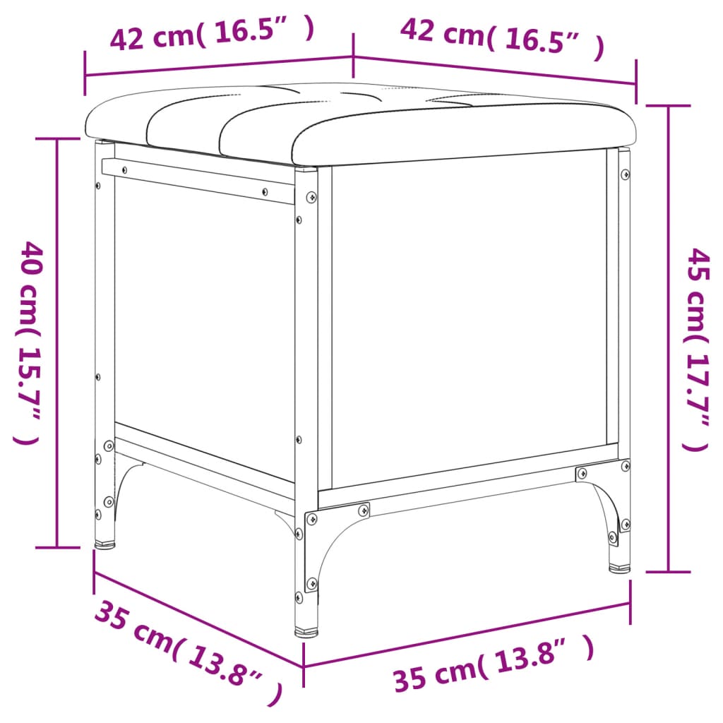 Opbergbank 42X42X45 Cm Bewerkt Hout Zwart 42 x 42 x 45 cm