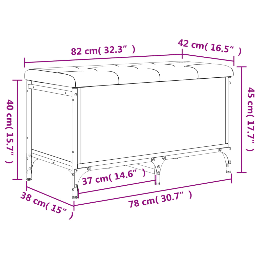 Opbergbankje 82X42X45 Cm Bewerkt Hout Bruineikenkleurig 82 x 42 x 45 cm bruin eikenkleur