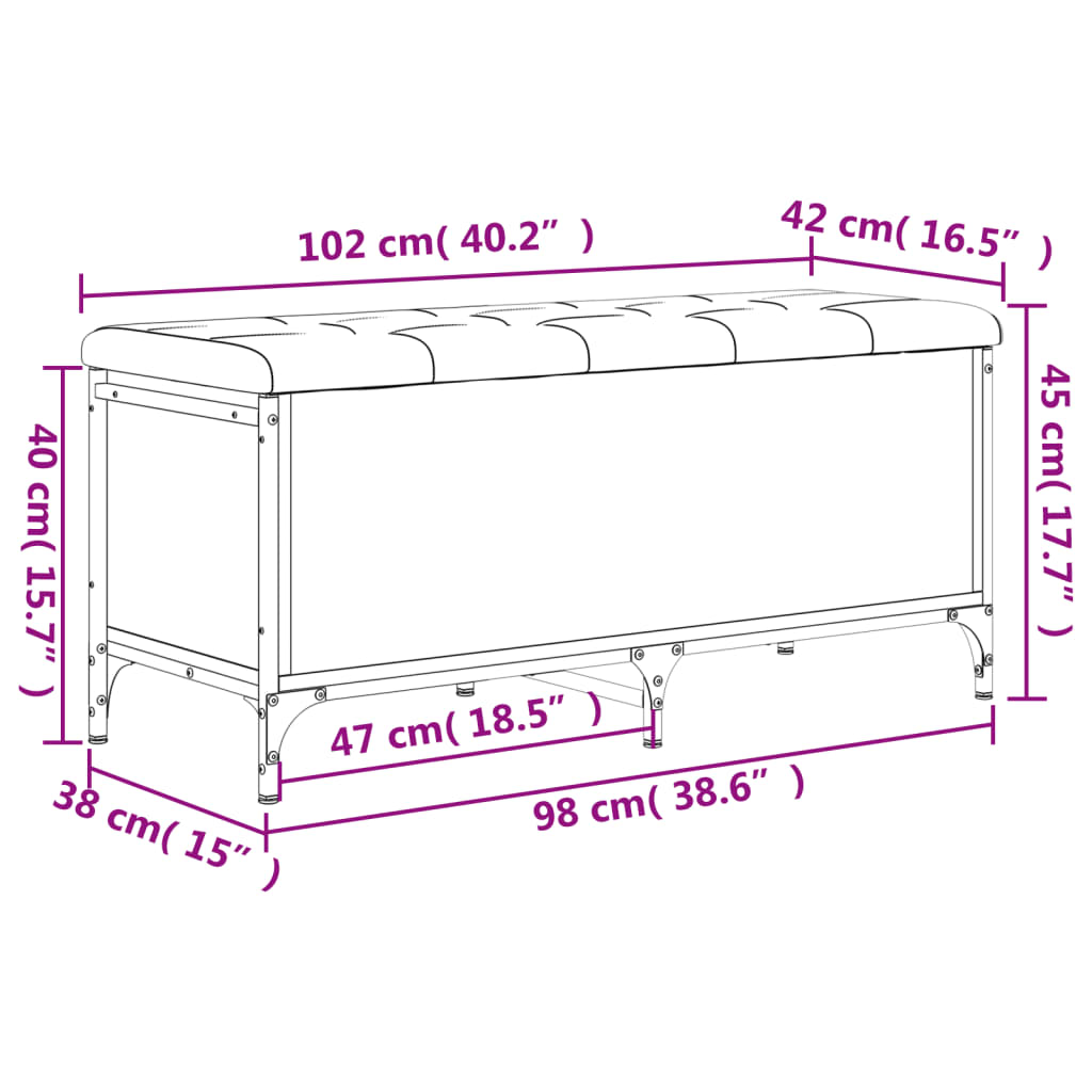 Opbergbankje 102X42X45 Cm Bewerkt Hout Bruineikenkleurig bruin eikenkleur 102 x 42 x 45 cm