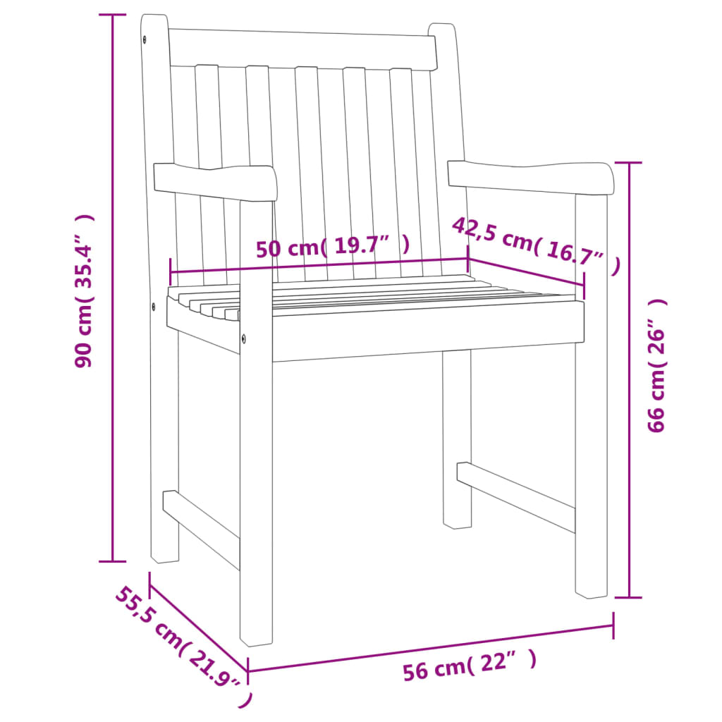 Tuinstoelen 6 St 56X55,5X90 Cm Massief Acaciahout