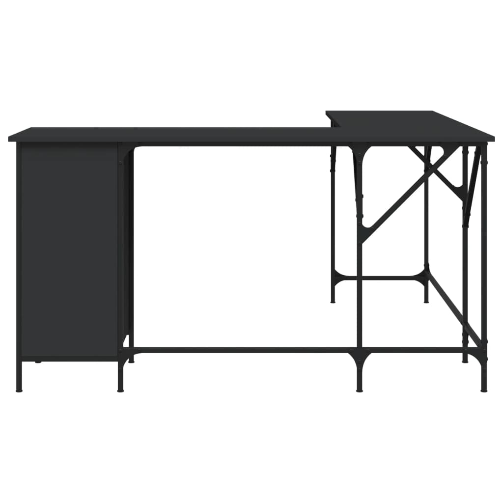 Bureau 141X141X75 Cm Bewerkt Hout Zwart