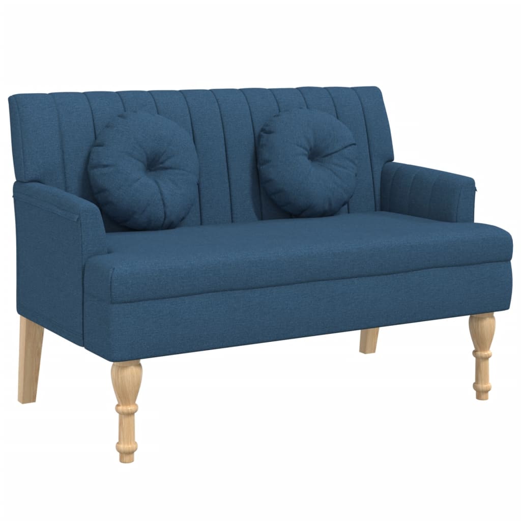 Bankje met kussens 113x64,5x75,5 cm stof blauw