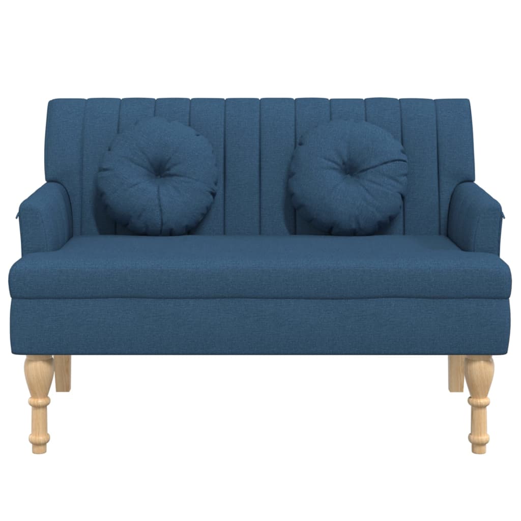 Bankje met kussens 113x64,5x75,5 cm stof blauw