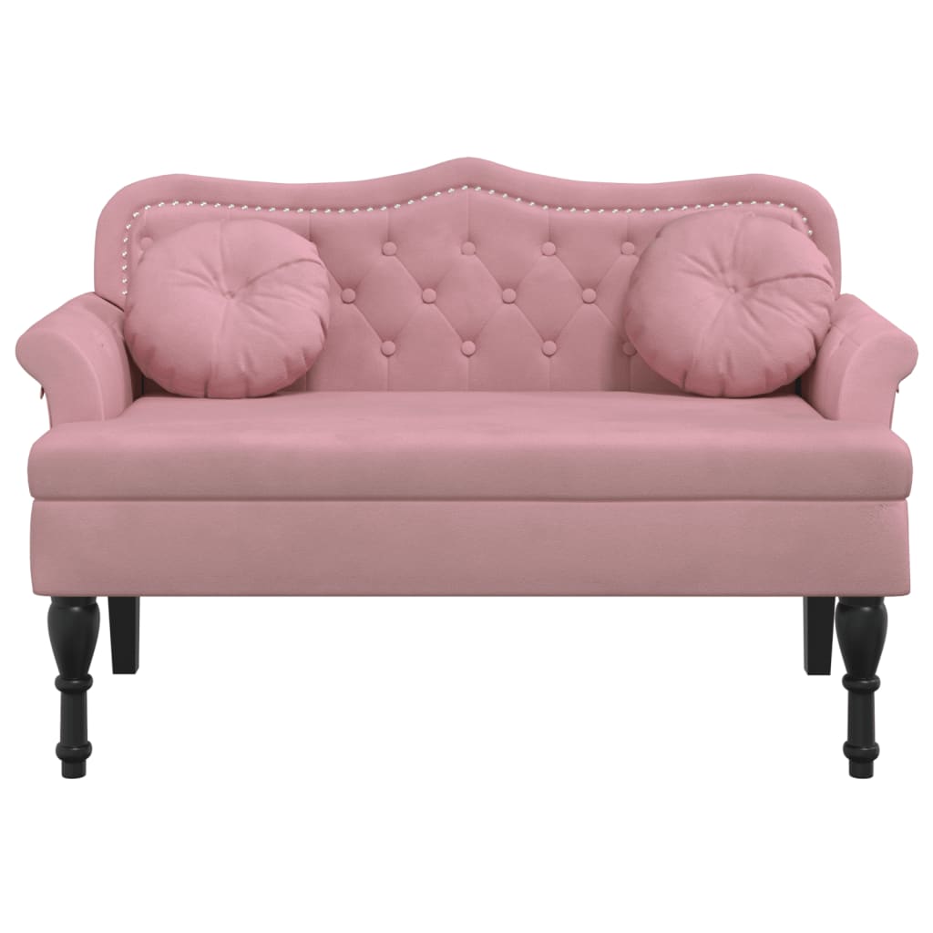 Bankje met kussens 120,5x65x75 cm fluweel roze