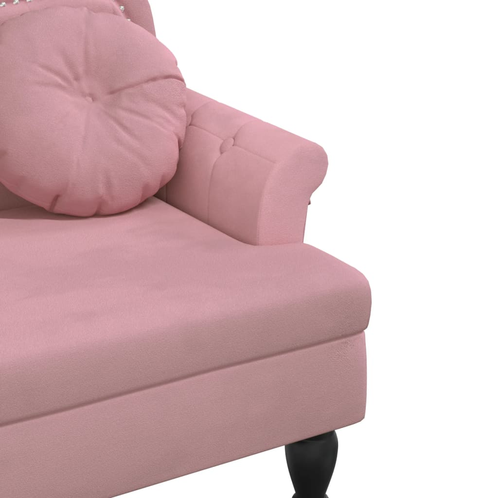 Bankje met kussens 120,5x65x75 cm fluweel roze