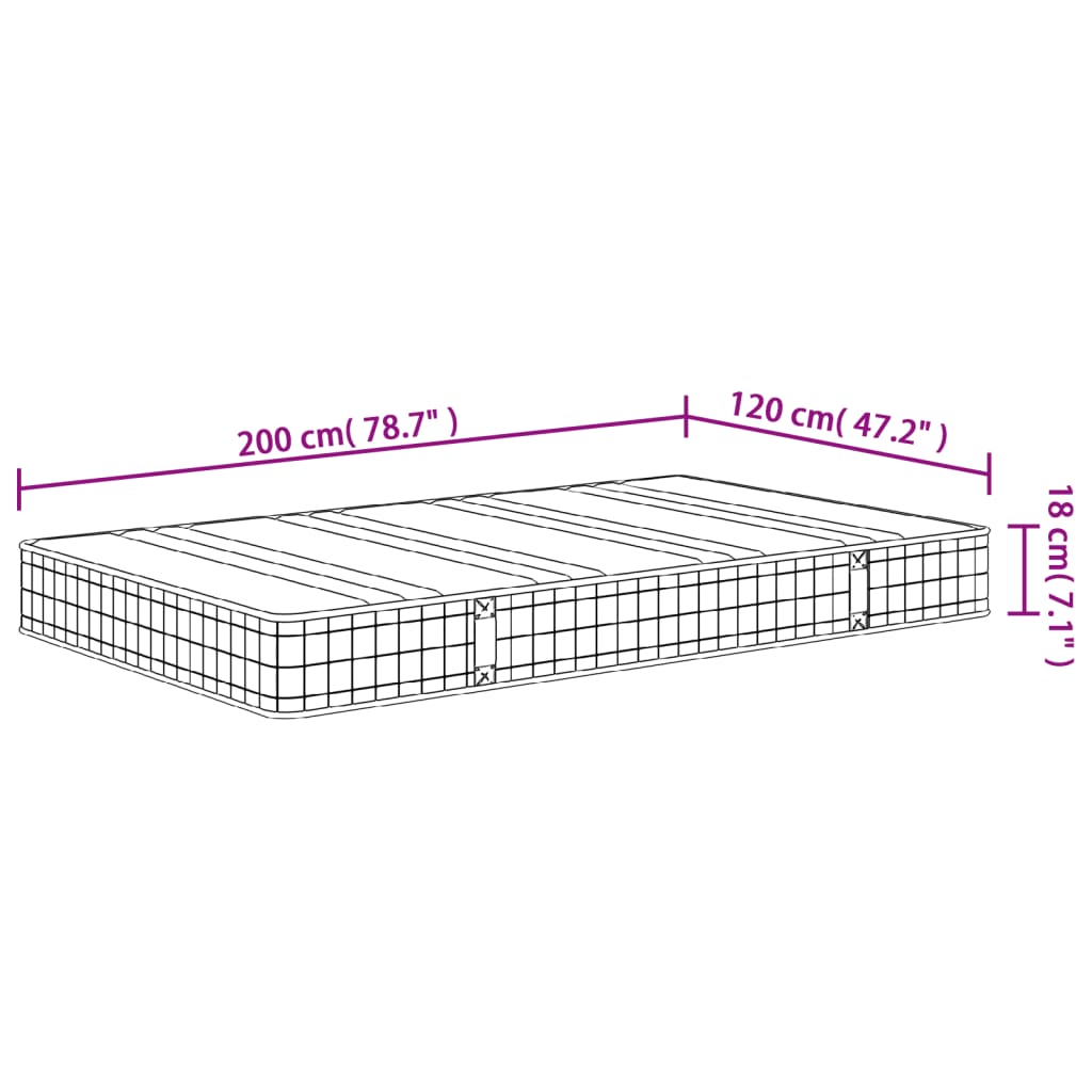 Binnenveringmatras Middelhard 120X200 Cm