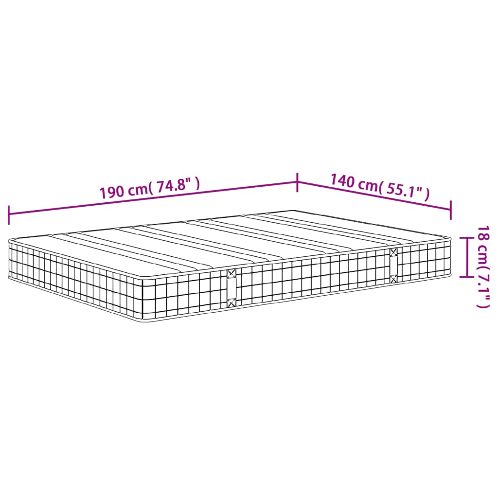 Binnenveringmatras Middelhard 140X190 Cm