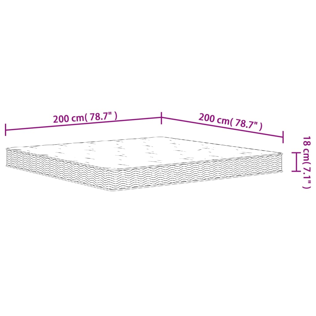 Binnenveringmatras Middelhard 200X200 Cm