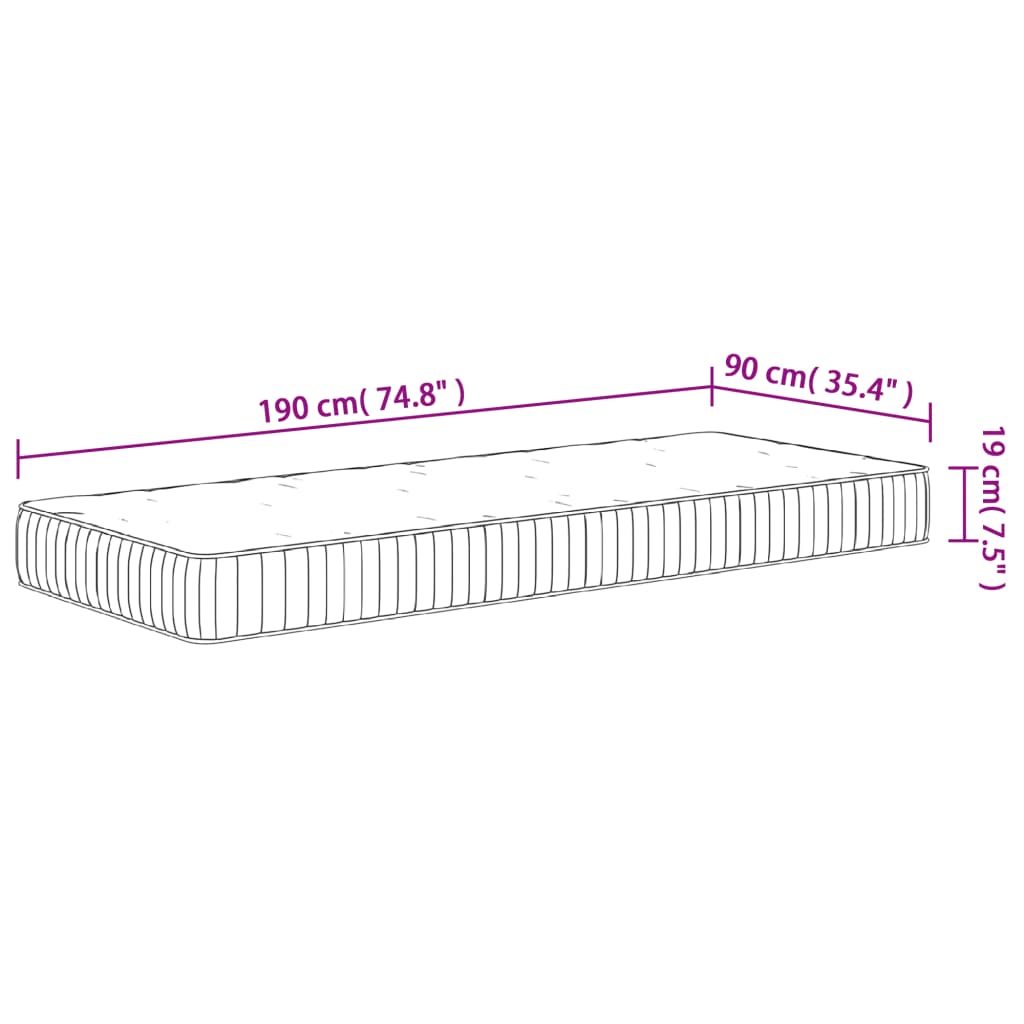 Pocketveringmatras Middelhard 90X200 Cm Superkingsize 90 x 190 cm