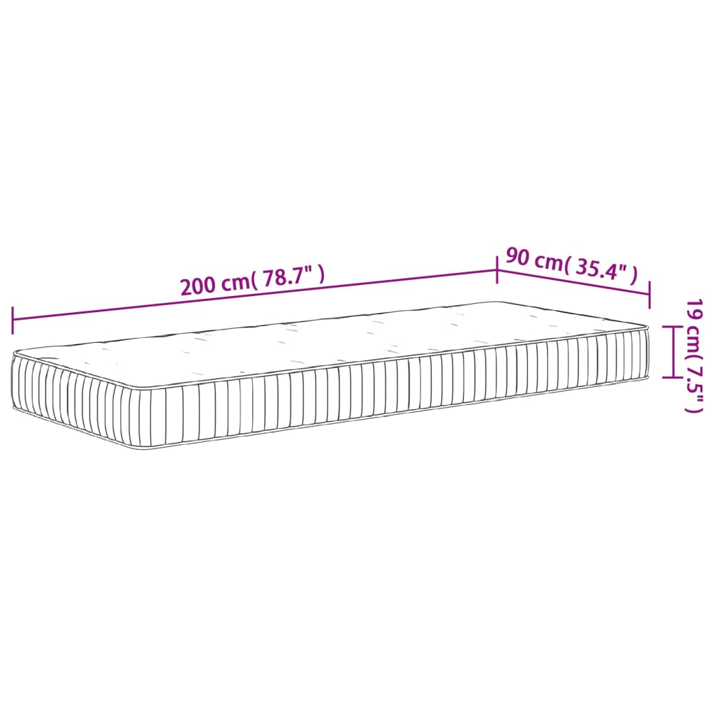 Pocketveringmatras Middelhard 90 x 200 cm