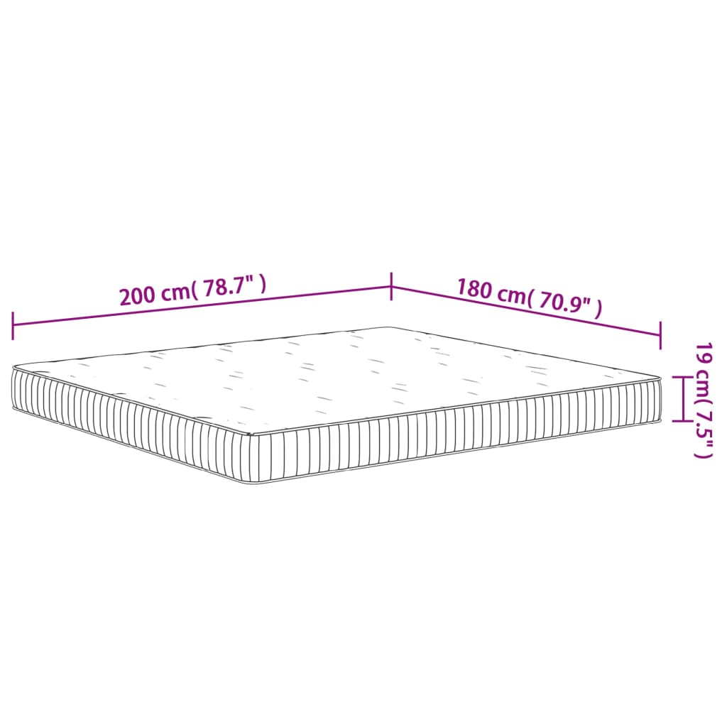 Pocketveringmatras Middelhard 180 x 200 cm