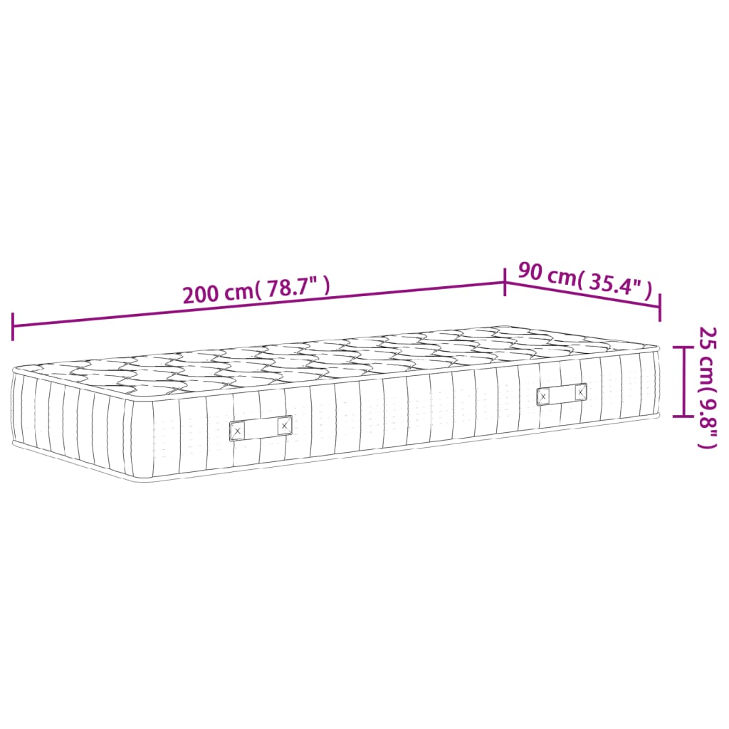 Pocketveringmatras Middelhard-Hard 90 x 200 cm