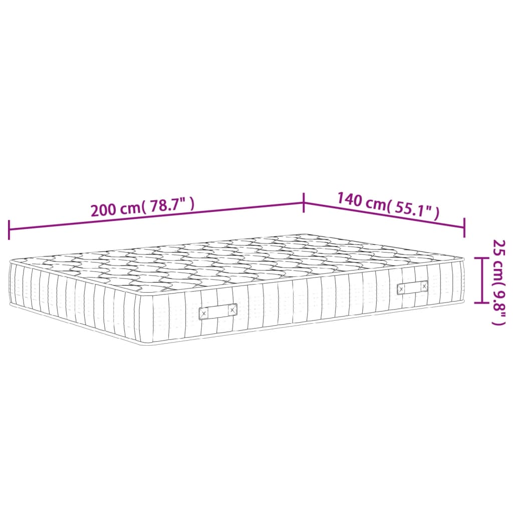 Pocketveringmatras Middelhard-Hard 140 x 200 cm