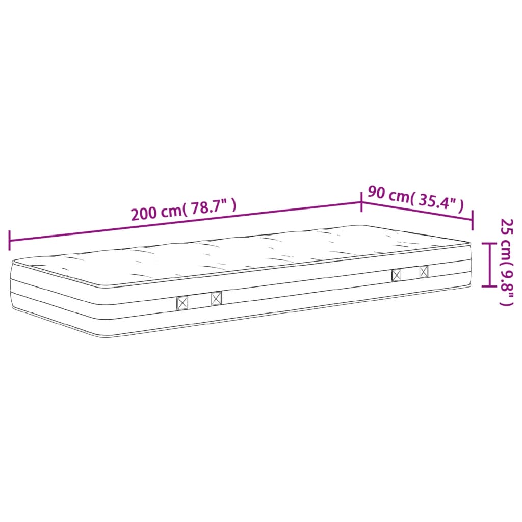 Pocketveringmatras Middelhard-Hard 90 x 200 cm