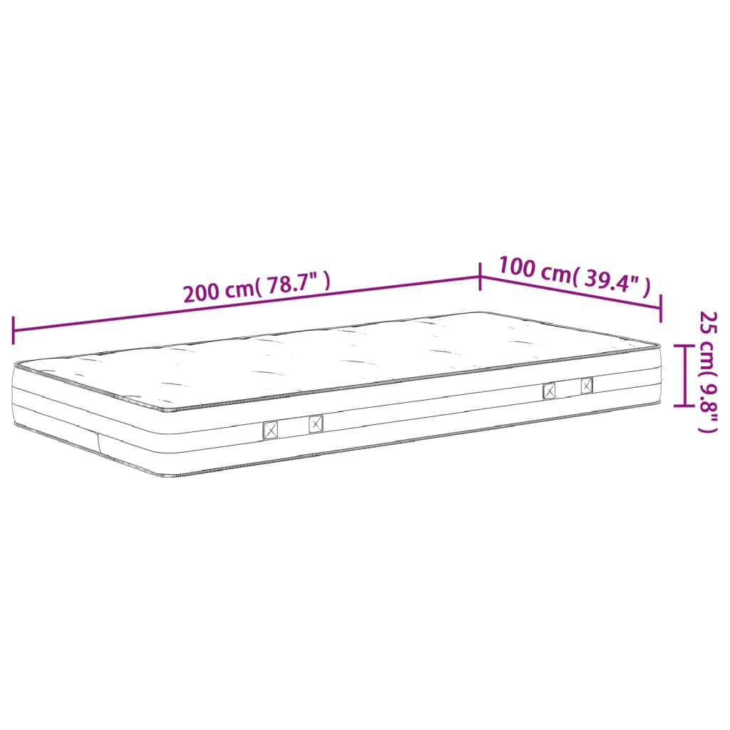 Pocketveringmatras Middelhard-Hard 100 x 200 cm