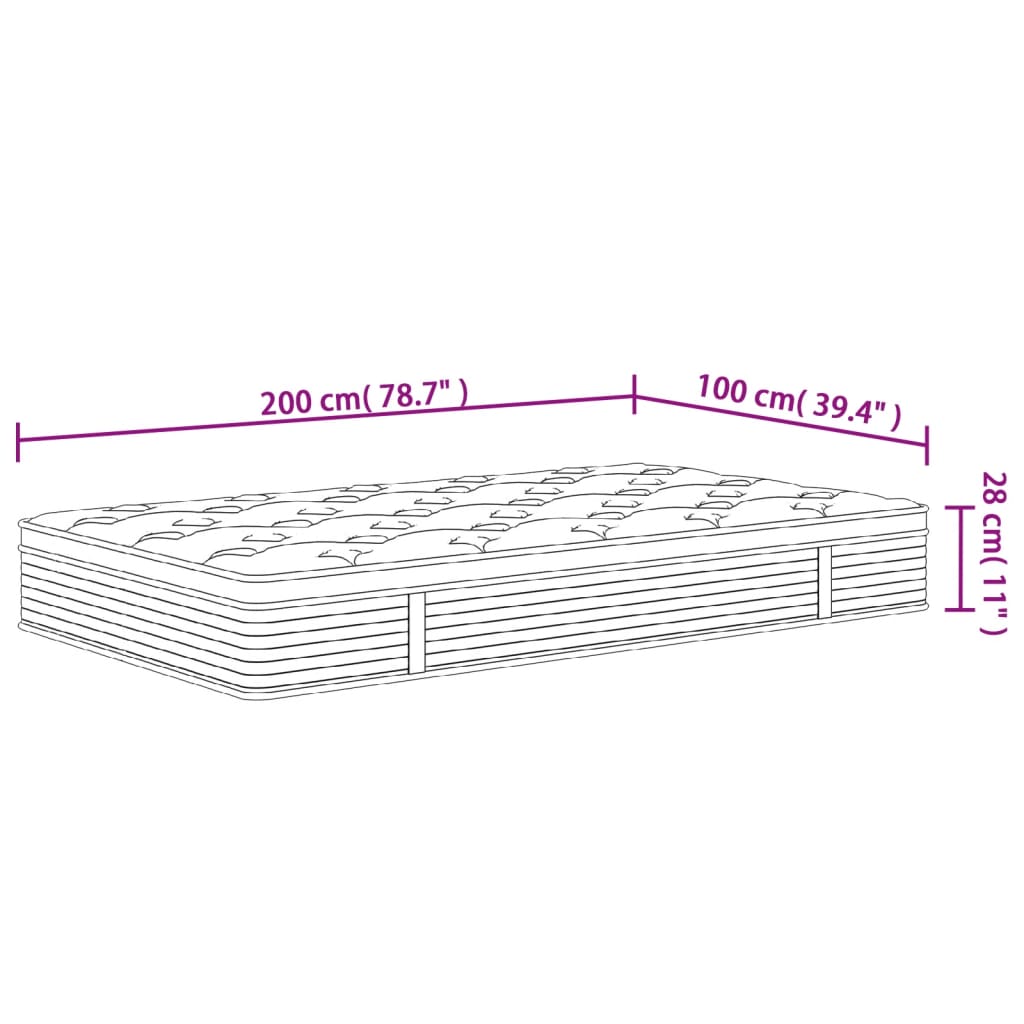 Pocketveringmatras Middelhard-Plus 100 x 200 cm