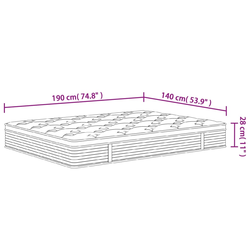 Pocketveringmatras Middelhard-Plus 140 x 190 cm