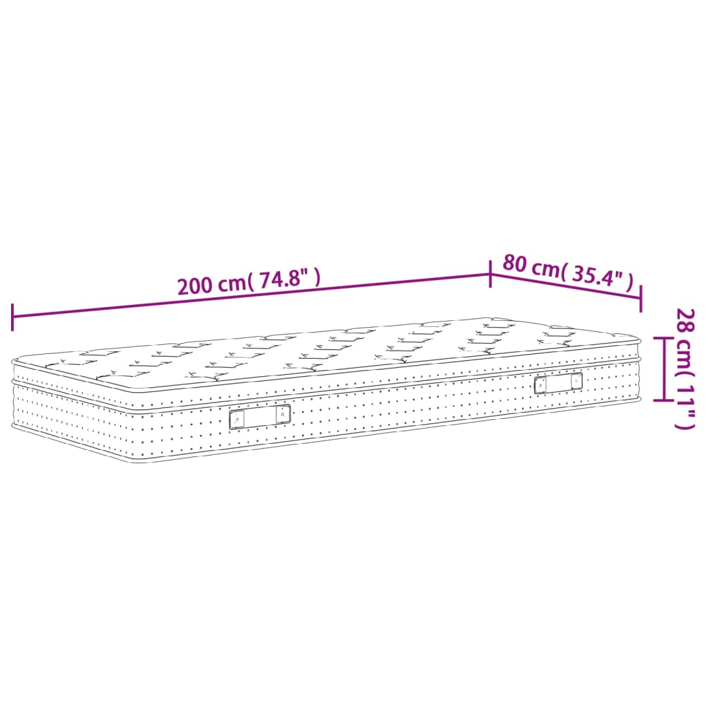 Pocketveringmatras Middelhard-Plus 80 x 200 cm