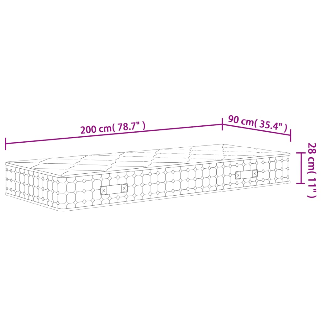 Pocketveringmatras Middelhard-Plus 90 x 200 cm